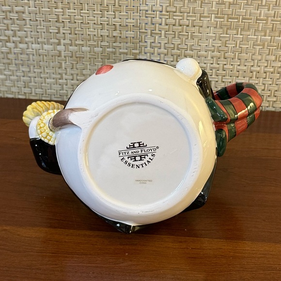 🎄2007 Fitz & Floyd Christmas Snowman Cup Cocoa For One Ceramic Teapot & Teacup - Picture 10 of 13